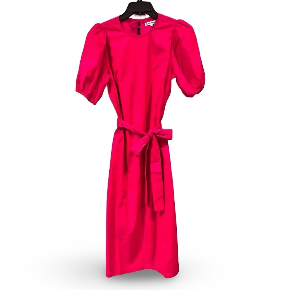 New Reformation Rita Puff Sleeve Belted Midi Dress in Corvette Pink | S - Picture 9 of 11